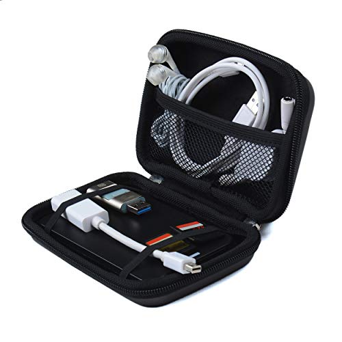 eBigValue Black Nylon 5.2 Inch Earphone Case Pouch Organizer Bag for Earbuds Cables Chargers USB Drives Memory Cards Portable Hard Drives and Small Gadgets