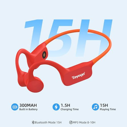 Swimming Headphones Bone Conduction Open Ear Swim with Your Stream APP | IPX8 Waterproof, Bluetooth 5.4, FM Radio, No Need to Download Music, Support Spotify, Waterproof Mic, Open-Ear Design - color: Red