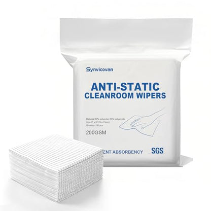 Anti-Static Microfiber cloths 9"x9"(100 Pcs,200GSM) | Lint Free Cloths,Reusable,Special ESD Protection Design is Suitable for Protecting Sensitive Electronic Components and Tools - size: 9" x 9" (Pack of 100)