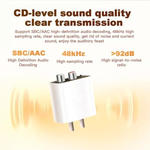 Bluetooth 5.4 Receiver – Upgrade Old Speakers to Wireless Audio, for Old Stereo/Speaker/Wired Speakers/Home Audio Music Streaming Stereo System (White-1Set)