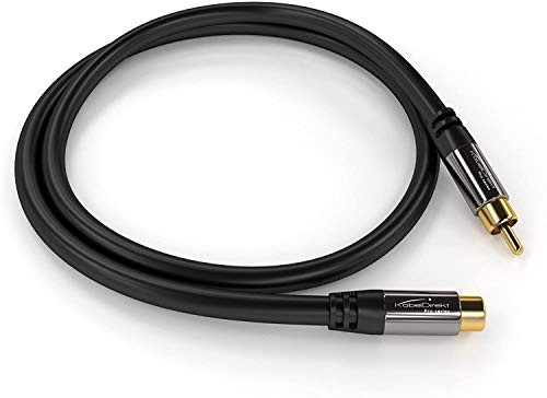 KabelDirekt – RCA Extension Cable – 20ft | Subwoofer/audio cable, RCA male to female, ideal for amplifier/HiFi, analog & digital - size: 20 Feet