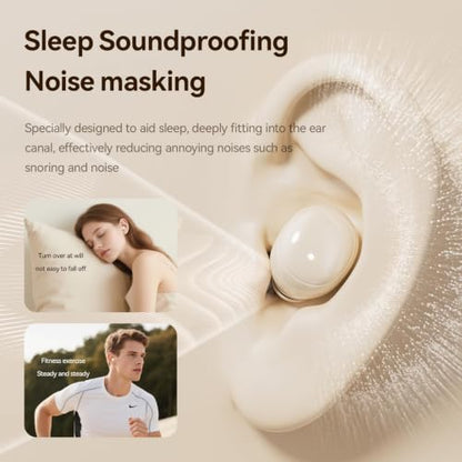 2-Pack Sleep Earbuds for Sleeping, Noise Cancelling Bluetooth Headphones for Side Sleepers with Charging Case, Small Mini Invisible Wireless Ear Buds for Small Ear Canals - color: Beige