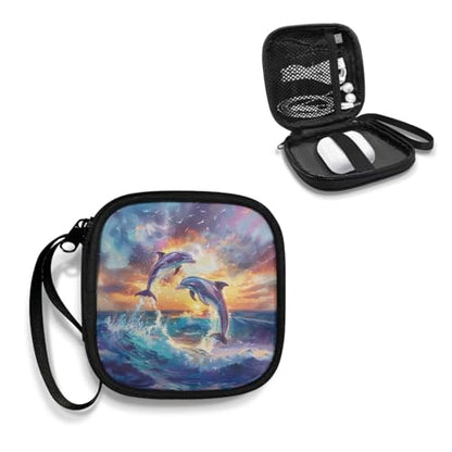 Dolphin Lightweight Headphone Storage Bag, Portable Headset Carrying Pouch Headphone Case Bag Soft Travel Pouch for Ear Headphones Headphone Holder - color: Dolphin