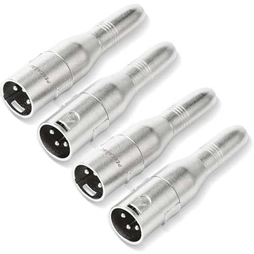 XLR 3 Pin Male to 1/4" 6.35mm Female Jack Socket Audio Adapter, Silver 4Pcs | Diecast Zinc Alloy Shell, Low Noise, Pro-Grade Sound, Tight Fit, Conversion Adapters For Mic, PA, DJ, Instrument, Studio Gear - size: XLR Male, style: 4 pcs