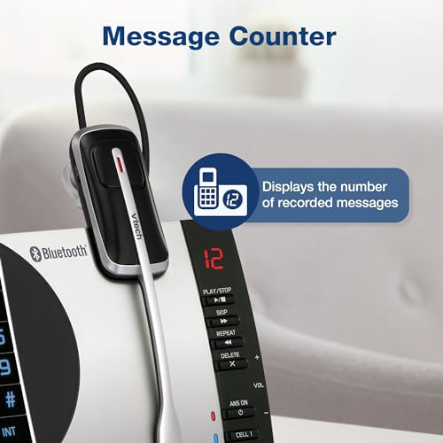 VTech-Cordless Phone with Answering Machine with DECT 6.0 Headset, Bluetooth, Connect to Cell, Caller ID/Call Waiting, Handset Intercom,1,000 Name & Number Phonebook -DS6771-2 Silver/Black - size: Handset + Headset, style: Handset + Headset