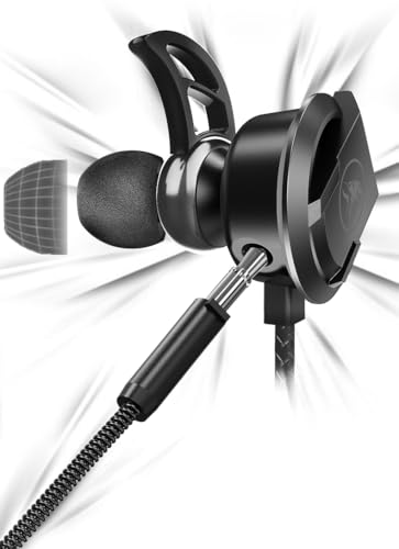 DLAND Wired Gaming Headset with Detachable Microphone - 10mm HD Sound for PS4/Xbox/PC/Switch/Mobile, Lightweight Earbuds with Noise Reduction & 2 Pairs of Spare Ear Tips (Black)