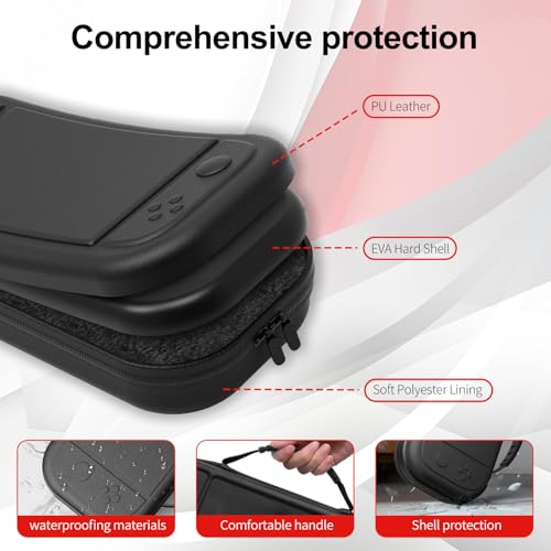 Gaekol Slim Carrying Case for Nintendo Switch 2 (2025), Portable Hard Shell Travel Case for Switch 2 Console, Game Slots, Joy-Cons and other Accessories (PU Leather-Black) - style: Pu Leather-black