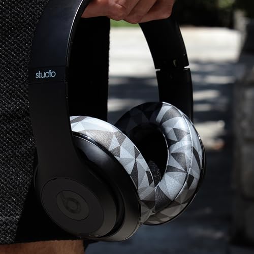 WC PadZ Studio 2 & 3 - Ear Pads for Beats Studio 2, 3 Wired & Wireless | Made by Wicked Cushions | Does NOT Fit Beats Solo (B0501, B0500). PU Leather, Enhanced Foam & Stronger Adhesive | Geo Grey - color: Geo Grey