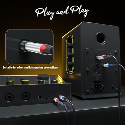Tisino RCA to 1/4" Cable,Dual RCA to Dual 1/4" TS HiFi Audio Cable, 6.6 FT | 2 RCA to 2 1/4 Inch TS Stereo Patch Cable for Mixer, Amp, Home Theater, Gold-Plated OFC Shielded Audio Interconnect Cord - size: 6 feet
