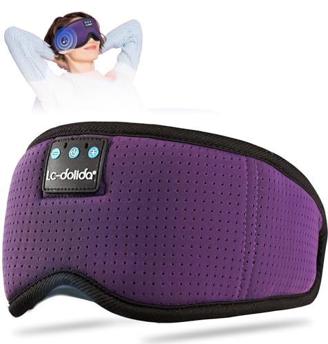 LC-dolida Bluetooth Sleep Mask,Wireless Bluetooth Sleep Mask,Sleep Headphones,Ideal for Travel,Night Work,Napping,Side Sleeping and Office Use for Both Men and Women，Earplugs Included (Rose Purple) - color: Rose Purple