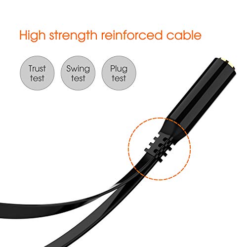 Maeline Headphone Splitter Adapter, 3.5mm Mic Cable for Computer, Headset 3.5mm Female to 2 Dual Male Microphone Audio Stereo Jack Earphones Port to Gaming Speaker PC - size: 1 Pack