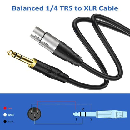XLR Female to 1/4 Inch (6.35mm) TRS Jack Lead Balanced Signal Interconnect Cable,XLR to Quarter inch Patch Cable for Speaker (6.6, feet)