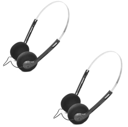 2 Pcs Retro On Ear Headphones, Wired Stereo Headphones, Lightweight Portable Headphone with Adjustable Headband, Cassette Player, Over-Ear (Black) - color: Black