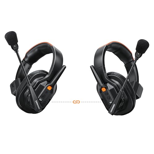 COMICA Seekcom S1 2-Users Full Duplex Wireless Intercom Headset System | 2.4GH 1300ft Team Communication AI/ENC Cancellation with PPT Mute IPX3 Waterproof for Film TV Shooting,Competition Events