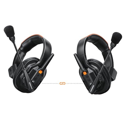 COMICA Seekcom S1 2-Users Full Duplex Wireless Intercom Headset System | 2.4GH 1300ft Team Communication AI/ENC Cancellation with PPT Mute IPX3 Waterproof for Film TV Shooting,Competition Events
