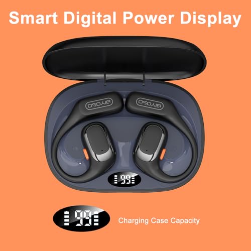 X52 Open Ear Headphones, Bluetooth 6.0 | Wireless Earbuds with Earhooks, Anti-Accidental Touch, LED Display, 30H Playtime, Sport Headphones for Running Workout, Black - color: Black