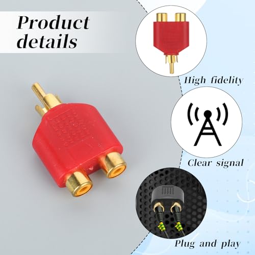4Pcs RCA Y Splitter Plug Adapter RCA 1 Male to 2 Female Audio Speaker 2 Female to 1 Male Y Adapter Splitter Cable for Audio Video Av Tv Cable Convert