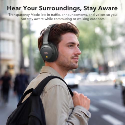 1Mii Hybrid Active Noise Cancelling Bluetooth Headphones with Hi-Res Audio | Over Ear Headphones Wireless Bluetooth 6.0, Low Latency Game Mode, Clear Calls, 100H Playtime, Comfortable for Travel, Office