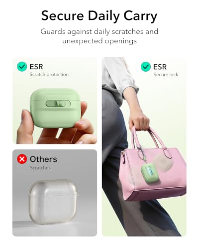 ESR for AirPods Pro 3 Case (2025), Compatible with MagSafe, Light Green | Compatible with AirPods Pro 3 (USB-C Cable), Magnetic Lid, Full Drop Protection Cover with Lanyard - color: Light Green, size: AirPods Pro 3 Case
