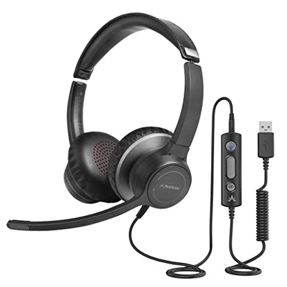 Avantree Dulcet Pro - Wired Headset with ENC Noise Cancelling Microphone, USB-A Connectivity, in-line Controls for Volume & Mic Mute, Adjustable Boom Mic for PC Computer Laptop
