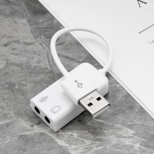 2pcs USB Sound Card Adapter 7.1 Channel External Audio Adapter Stereo Sound Card Converter 3.5mm AUX Microphone Jack Compatible with Raspberry Pi