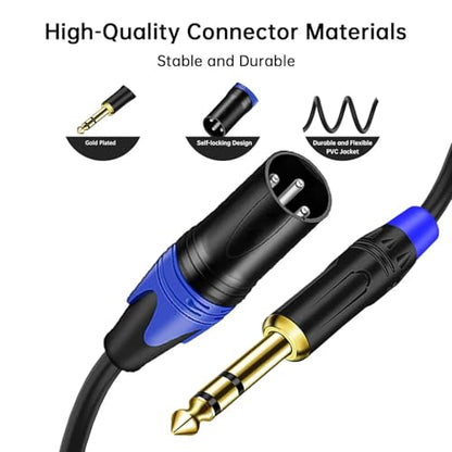 6.35mm Dual TRS to XLR Male Cable for Microphone, Mixer, Amplifier, 6.6FT, Dual1/4 TRS to XLR Audio Cable, Y Splitter Patch Cord, 3-Pinxlr to Dual 1/4 Male Converter Adapter Cable - style: 1PACK-6.6ft-Male