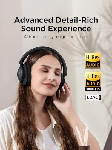 1MORE Wireless Bluetooth Noise-canceling Headphones - HQ31 SonoFlow SE Over-Ear Headphones with Hi-Res Audio, 90H Playtime, Clear Calls, Preset EQ Via App, Comfort for Home Office Travel(Black) - color: Black