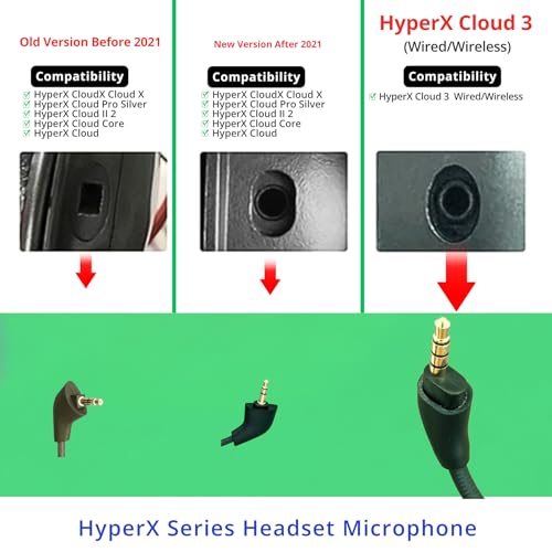 Hyperx Cloud 3 Mic Replacement, Wired/Wireless Gaming Headphone – Noise Cancelling Boom Microphone Gaming Consoles, PC, 3.5mm Jack (Not for Hyper X Cloud II and Other HyperX Headsets) - style: Mic Cloud III for HyperX Wired/Wireless
