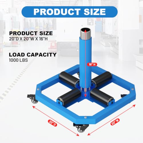 Heavy Duty Cable Reel Stand Turntable with Locking Wheels,1000 lbs Capacity | 20'' x 20'' Industrial wire spool holder, cable caddy,mobile locking wheels,smooth horizontal payout for cable handling tasks