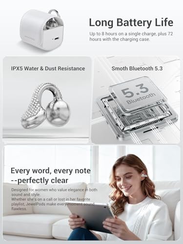 JewelPods C01 Pro Open Ear Headphones, SLV | Luxury Jewelry, Wireless Earbuds - color: SLV *