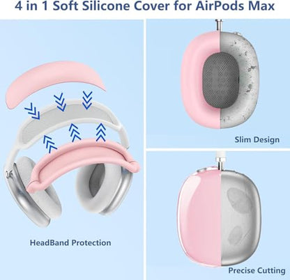 [4 in 1] Case Cover for AirPods Max 2/1 (2026/2024/2020) Ear Pad Case/Headband Cover/Ear Cups with Bling Star for Apple AirPods Max Headphones (Pink Stars Sets(4 in 1)) - color: Pink Stars Sets(4 in 1)