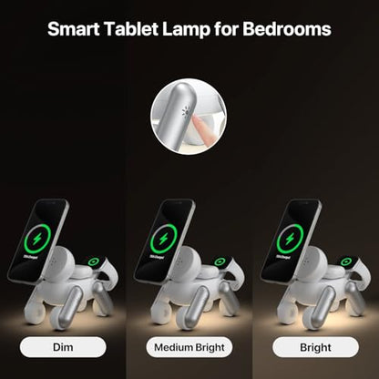 UEQ 3 in 1 Wireless Charging Station for Apple Devices,Foldable Cute Magnetic Mag-Safe Wireless Charger Stand with Night Light for iPhone 17 Air 16 15 14 13 12 Series,AirPods 4 3 2 Pro,Apple Watch - color: White