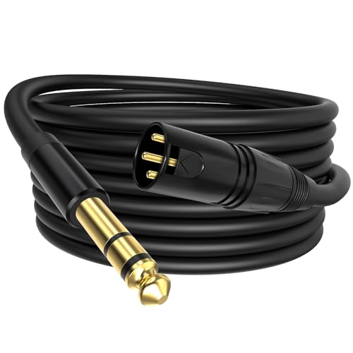 Sinoacc XLR to 1/4, XLR Male to TRS 6.35mm Cable, Quarter Inch to XLR Male Cable for Speakers, Mixers, Amplifiers - 22AWG, Dual Shielded, Balanced, Gold-Pin Connectors, 6.6ft