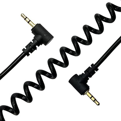 Seadream Coiled 2.5mm Audio Cable;2Pack Coiled Spring 2.5mm Double Angled Male to Male Stereo Headset Headphone Jack Gold Plated Connector Wire Cord Plug Cable