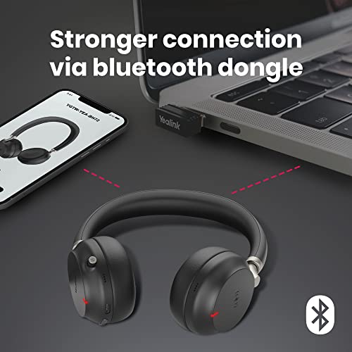 Yealink BH72 Bluetooth Headset Teams Version, USB-A, Black - GTW Bundle Yealink Wireless Headset with Global Teck Microfiber Cloth - Compatible for Office and Home Use - color: Black - No Charging Stand, size: MS Teams Version