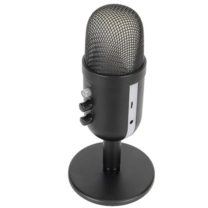 USB Microphone, Rotatable Plug and Play Noise Cancelling Computer Microphone Amplification Control Headphone Output for Live Streaming