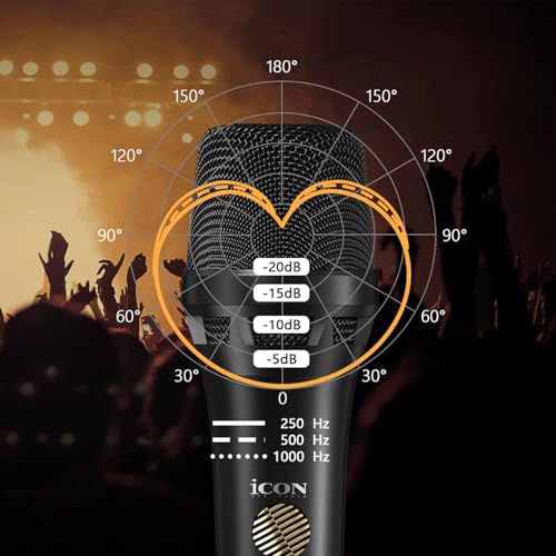 iCON Dynamic 58 Handheld Dynamic Vocal Microphone, Professional Cardioid | Handheld Dynamic Vocal Microphone, Cardioid Wired Mic for Live Performance, Karaoke, Studio Recording, Podcast.