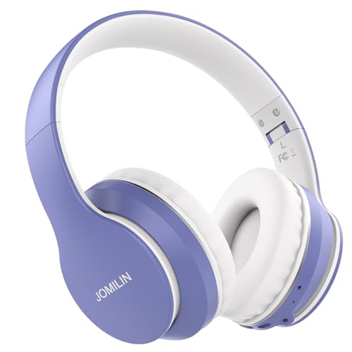 JOMILIN B9 Wireless Headphones Over-Ear, 60 Hours Playtime Lightweight Folding Hi-fi Stereo Bass Bluetooth Headset with Mic, Volume Control Headphones for iPad/Travel/Tablet/PC (Purple) - color: Purple