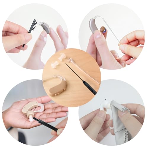 10 PCS Hearing Aid Cleaning Kits Hearing Amplifier Brush Tools Earbuds Headphones Airpods Cleaner Brush Kits with Case - color: Black&white