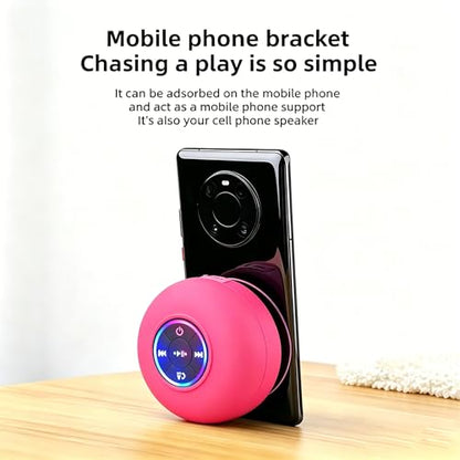 Mini Bluetooth Shower Speaker Pink, Silicone Suction Cup Portable Speaker with LED Lights, IPX4 Waterproof, Built in Mic, for Bathroom Kitchen Outdoors, Ideal Gifts (Pink) - color: Red