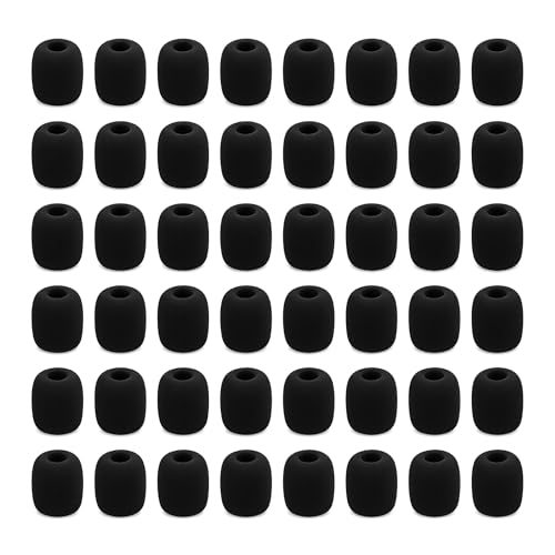40 Pack Microphone Windscreen Foam Covers, Black Mic Foam Covers for Lavalier Microphones, Headset Mic Covers, Small Microphone Sponge Wind Covers for Noise Reduction and Dust Protection
