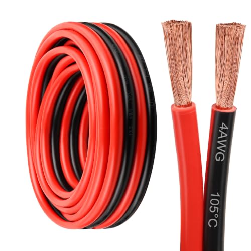 4 Gauge Wire - 10FT 4AWG 2 Conductors Copper Wire Battery Cable Oxygen Free Copper Wire for Solar Panel, Automotive, Trailer, RV and Speaker (4 Gauge 10feet) - size: 10 FT, style: 4 AWG