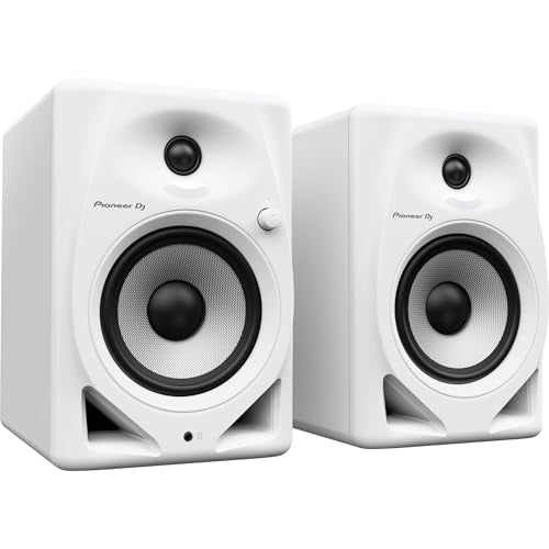 Pioneer DM-50D-W Active 5" Desktop Monitor and DJ Speakers (White) with Professional Graded TRS to TRS Cables