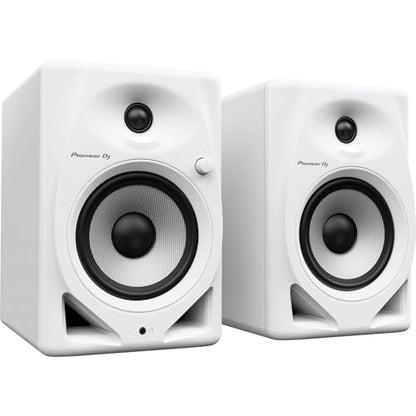 Pioneer DM-50D-W Active 5" Desktop Monitor and DJ Speakers (White) with Professional Graded TRS to TRS Cables