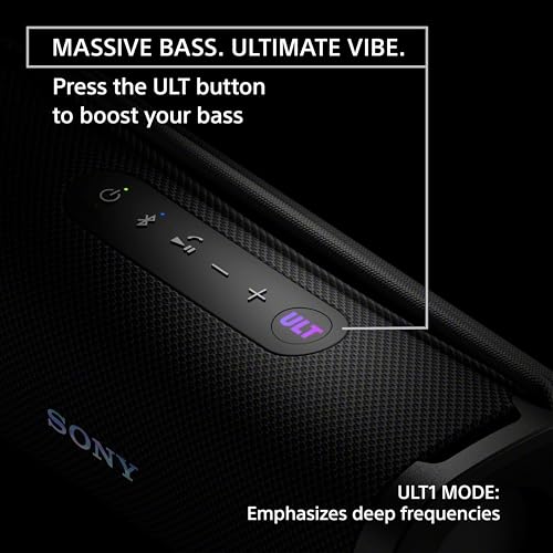 Sony ULT Field 1 Wireless Bluetooth Portable Waterproof Speaker, Black | 12 Hr Battery, IP67 Rated Waterproof, Dustproof, Shockproof Rustproof, Detachable Strap, Hands-free Calling, Enhanced Bass - color: Black, style: ULT Field 1