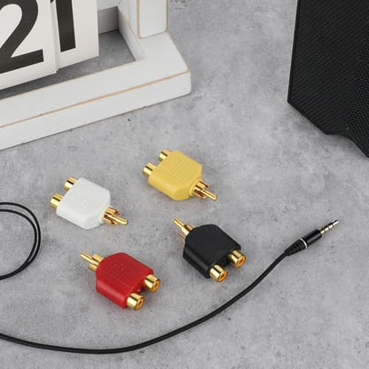 4Pcs RCA Y Splitter Plug Adapter RCA 1 Male to 2 Female Audio Speaker 2 Female to 1 Male Y Adapter Splitter Cable for Audio Video Av Tv Cable Convert