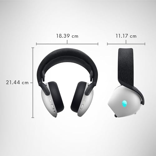 Alienware Wireless Gaming Headset AW725H | Bluetooth / 2.4GHz, Hi-Res Audio, Dolby Atmos, RGB Lighting, Lunar Light - color: Lunar Light
