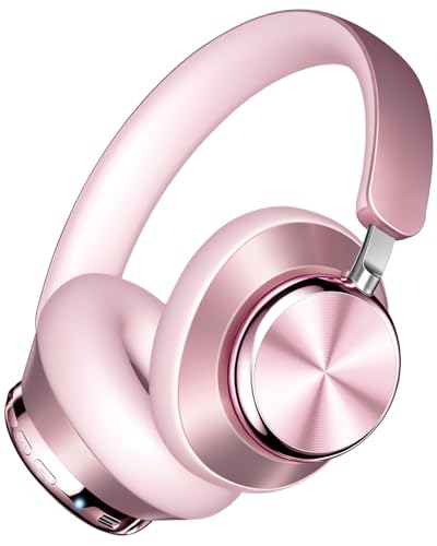 Wentronic Y03 Bluetooth Headphones Wireless Active Noise Cancelling Over Ear Headphones 48 Hours Playtime High Sound Quality 6 EQ Music Mode Headphones with Soft Ear Cushion - Pink - color: Pink