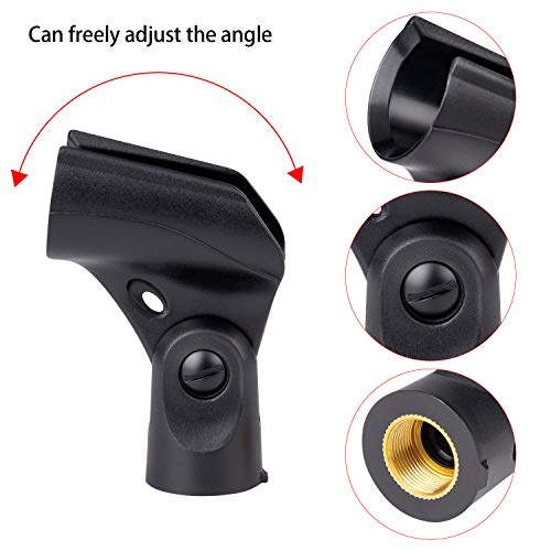 5 Pack Mic Clips For Stand, Universal Microphone Clip Holder With Adapters