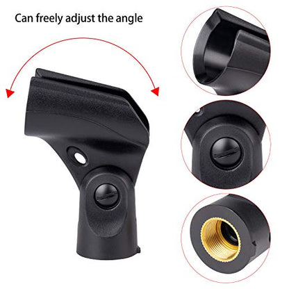5 Pack Mic Clips For Stand, Universal Microphone Clip Holder With Adapters